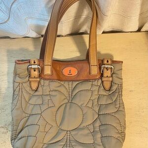 Fossil Olive Quilted Tote Bag